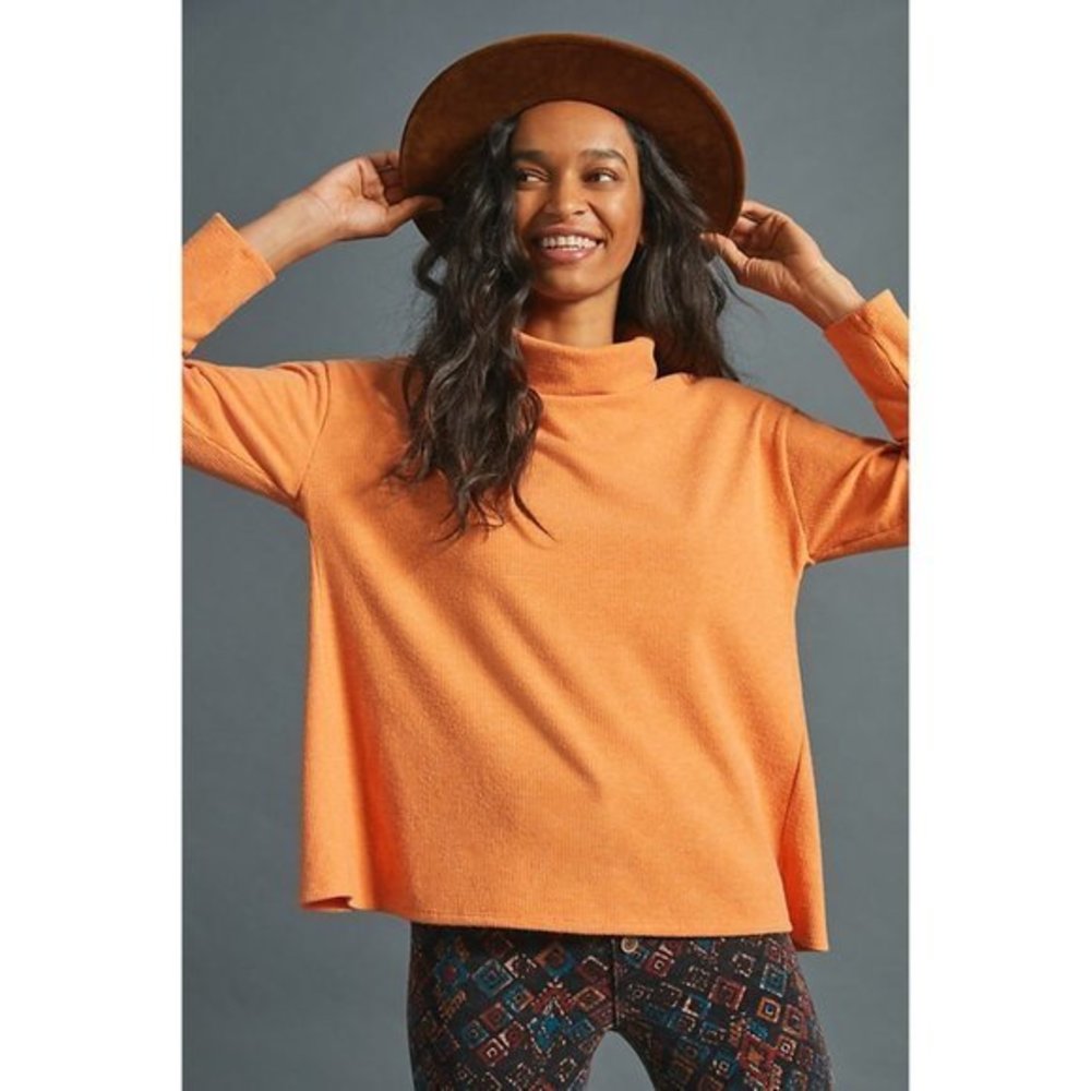 NWT Eri + Ali Trina Tulip-Back Top Orange XL Petite Anthropologie